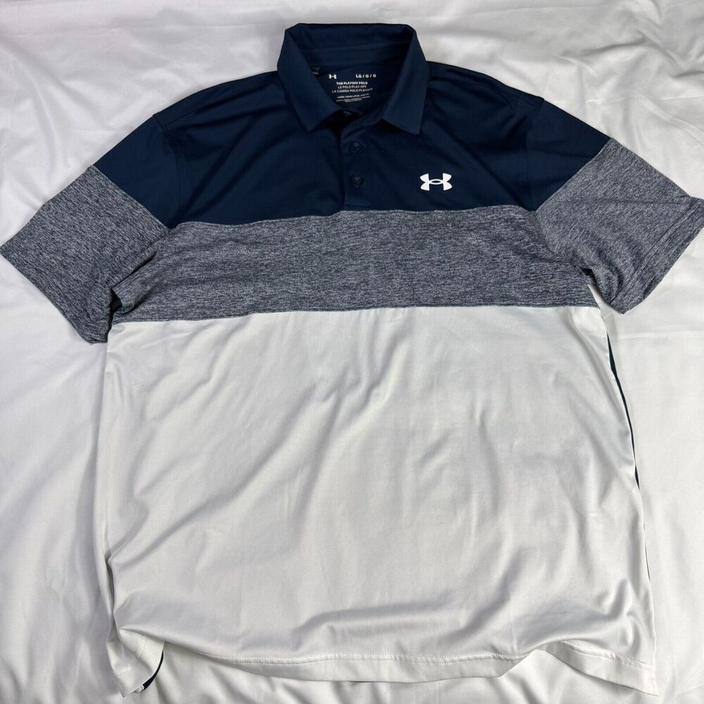 Under Armour Playoff Polo Shirt Mens Large Short Sleeve Heatgear Colorblock